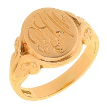 An 18ct gold signet ring, Birmingham 2001, 10.4g, size T Good condition