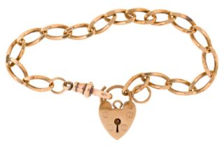 A 9ct gold bracelet and padlock, 19cm l, 9.5g Good condtion
