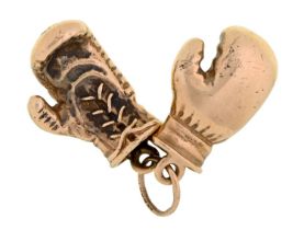 A pair of 9ct gold boxing glove charms, each 20mm l, 18.4g Slightly scratched