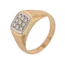 A diamond gentleman's ring, pave set in gold, marked 14K, 8.6g, size I Good condition
