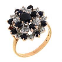 A sapphire and diamond ring, in 9ct gold, Birmingham 1987, 5.3g, size R Good condition
