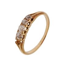 A diamond ring, with old cut diamonds, in gold, 2.1g, size L