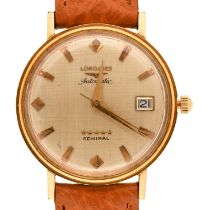 A Longines 18ct gold self-winding wristwatch, Admiral, 34mm diam Movement in apparently working