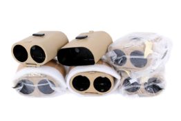 Six tan finish reproduction binocular lens protectors and screws for reproduction Zeiss rain guard,