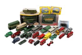 An assortment of vintage diecast vehicles.