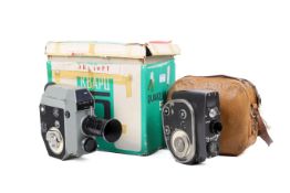 Two KMZ Quartz 8mm cine cameras.