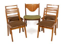 A set of four mid-century G plan 'Redford' chairs and one other.