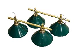 Two pairs of pool games table ceiling lights.
