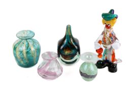 Five pieces of 20th century studio glassware.