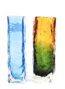 Two 'Whitefriars' style textured glass vases.
