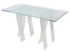 A contemporary transparent table.