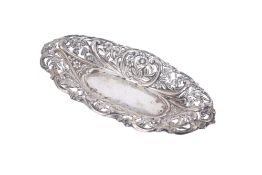 A Victorian pierced oval silver dish.