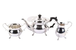 A Mappin & Webb three-piece silver tea set.