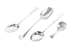 Four Georgian and Victorian silver spoons.