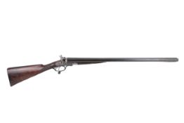 An F J Morris side by side hammer gun 12 gauge shotgun. Circa 1910. S/N 69417.