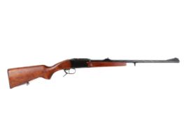 A Baikal break action single barrel .223 Remington rifle. S/n. 081862344, no scope, open sights.