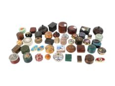 A collection of assorted trinket and pill boxes. Various sizes, shapes and materials. Max.