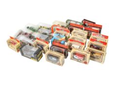 An assortment of boxed diecast model vehicles. Including a Solido no.