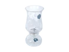 Stuart lead crystal glass two part candlestick burner. With engraved shade.