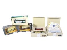 Five boxed Corgi Classic Commercials die cast buses and coaches.