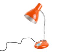A Herbert Terry mid-century orange enamel 'Goose Neck' desk lamp.