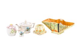 A collection of five assorted mid-century ceramic items.