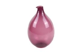 Finnish 'Bird' purple glass bottle vase jug. Designed circa 1956 by Timo Sarpaneva for Littala.