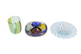 Three pieces of assorted mid-century and later art glass.