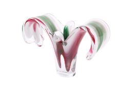 Flygsfors Coquille Sweden mid-century glass vase, designed by Paul Kedelv. Signed to the base. H15.