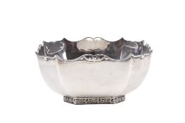 A silver octagonal bowl.
