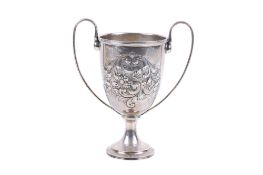 An early 20th century twin-handled silver trophy cup.
