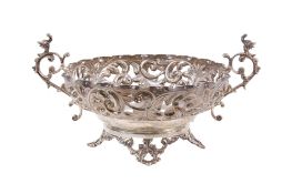 A late Victorian silver pierced dish.