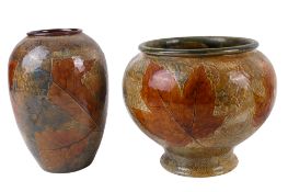 Two Royal Doulton 'Autumn Leaves' stoneware vases.