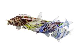 Four mid-century Murano style glass fish.