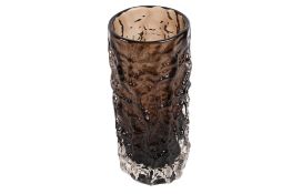 A mid-century Geoffrey Baxter for Whitefriars cinnamon glass 'Bark' vase.
