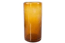 A vintage hand blown orange glass bubble 'soda' vase.