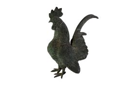 A vintage bronze sculpture of a cockerel.