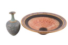 A Tony Laverick Studio Pottery bowl and a similar vase.