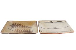 Two Studio Pottery stoneware slab dishes.