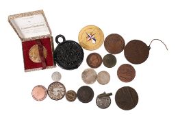 Assorted coinage and medallions.