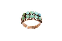 A 9ct gold and turquoise ring.