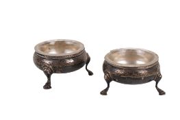 A pair of George III silver salts.
