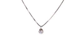 A diamond pendant and 18ct white gold chain. The diamond of circa 0.