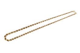 A 9ct gold fancy link collarette necklace. The graduated links to a clasp, length 46cm, weight 12.