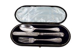 A Victorian silver three-piece cutlery set.