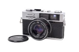 An Olympus 35 RD 35mm rangefinder camera. Chrome. Serial number 490520. With an Olympus 40mm f1.7 F.
