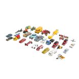 A collection of playworn diecast vehicles.