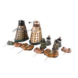 An assortment of Doctor Who radio controlled Dalek figures.