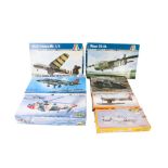 A collection of military plastic model kits.