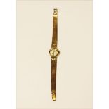 14 k Gelbgold Damen-Armbanduhr, Zifferblatt beschädigt, 24 gr. Funktion nicht geprüft, L 17 cm